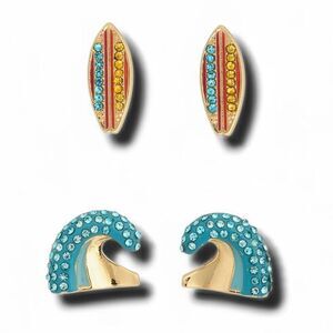 NWOT / BAUBLEBAR / Surfboard & Wave Stacking Stud Earrings Set